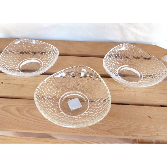 Partylite Clear Votive Holder Set up of 3 Fazzoletto Edge & Textured Glass - Picture 1 of 7